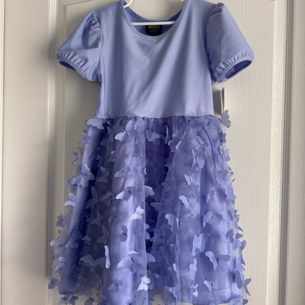 Wicked - girls butterfly dress size 8 lilac purple
